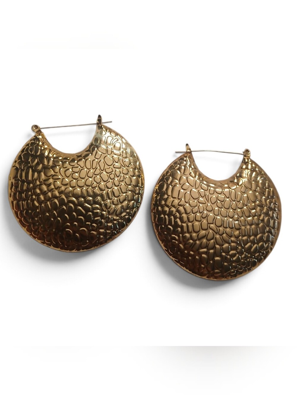 Gold Textured Hoop Earrings